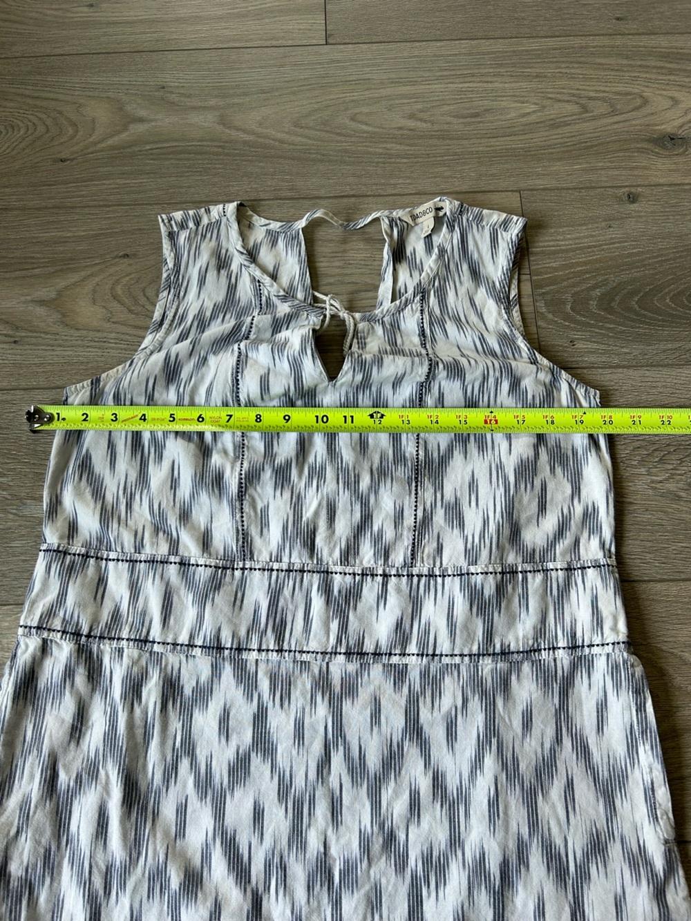 Toad & Co Shakti Sleeveless Organic Cotton Casual Mini Dress Egret Ikat Size L - Picture 10 of 10
